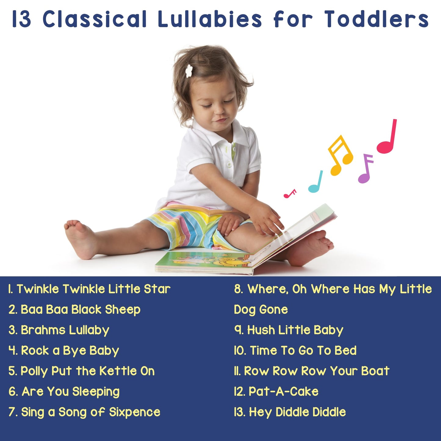 LEARNING BUGS Bedtime Songs – 13 Timeless Lullabies for Little Ones, Musical Books for Toddlers, 28-Button Music Book, Musical Toys for Toddlers 1-3