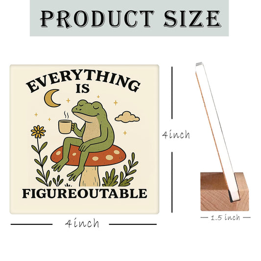 Inspirational Office Desk Decor Everything Is Figureoutable Sign Motivational Gifts For Women Kids - Mental Health Decor Funny Frog Coffee Desk Art Calming Corner Decorations For Classroom Dorm Bedroom