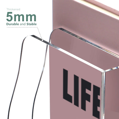 SANRUI Acrylic Desk Organizers, Clear Magazine File Holder, 5 Vertical Compartments A4 Folder Binder Holders Sorter, Office Desktop Workspace Organization Storage Rack for Office Home School
