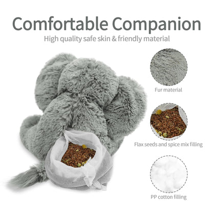 Pluhsould Microwavable & Weighted Stuffed Animals,Elephant Stuffed Animal 8.5 Inch, 1.1 Lbs,Cute Soft Plush Toys for Boys, Girls, Babies & Toddlers（Lightly Scented with Chamomile