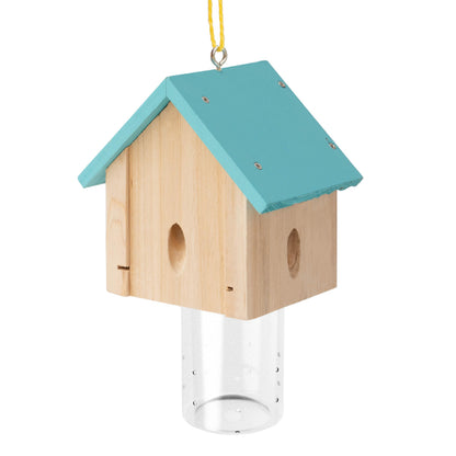 Carpenter Bee Trap for Outside - Best Bee Trap - Blue Cabin Style Nature Hanging Wood Carpenter Bee Traps Outdoor - Insect Traps with Removable Vault (1 Pack)