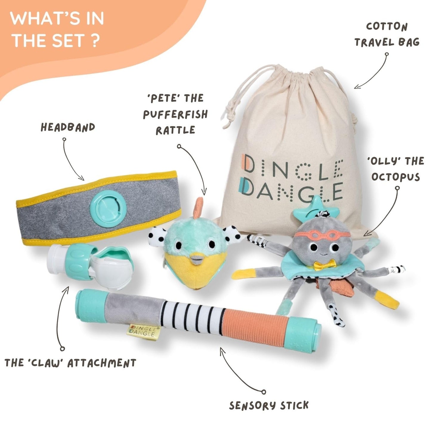 Dingle Dangle - Diaper Changing Headband & Mobile for Crib, Pushchair or Car Seat - Funny Baby Gifts - Great Baby Shower Gift or for Dads/New Parents - Featured on Shark Tank