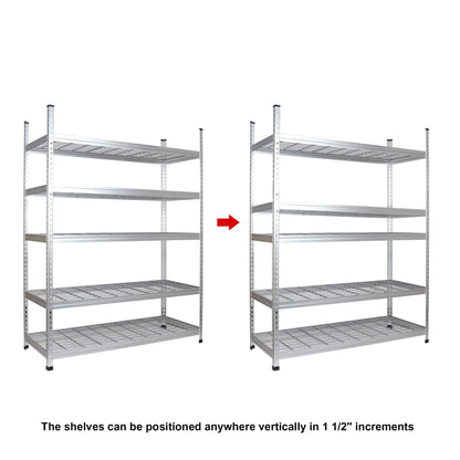 Amazon Basics Heavy Duty 5 Shelf Storage Shelving Unit, High-Grade Aluminum, Shelves, Adjustable Height, 60" x 24" x 78", Silver
