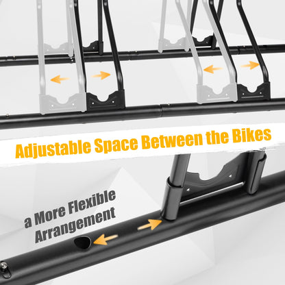 CyclingDeal Bicycle Floor Parking Rack Stand - for Mountain MTB Road Bike - Indoor Home Garage Storage - Adjustable 5 Bikes