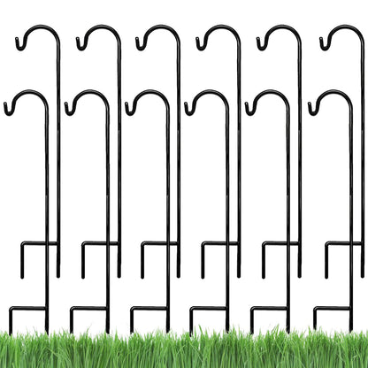 Ashman Shepherd's Hooks 35 Inch (12 Pack), Black, Made of Premium Metal for Hanging Solar Lights, Bird Feeders, Mason Jars, Christmas Lights, Lanterns, Garden Stakes and Wedding Décor.