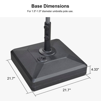 PURPLE LEAF HDML45 Patio Market Umbrella Stand Base with Wheels - 158 lbs Heavy Duty Outdoor Table Umbrella Base with Sand/Water, 21.7" X21.7" X 4.33"