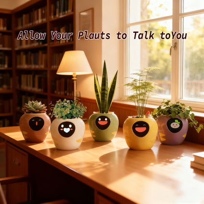 Itigoitie Smart Pet Planter, Smart Plant Pot, 3 Smart Growth Modes, App Plant Detection, and Multiple Expressions Animation,Robot Flower with Feelings, for Desktop Decoration, Gifts (Green)