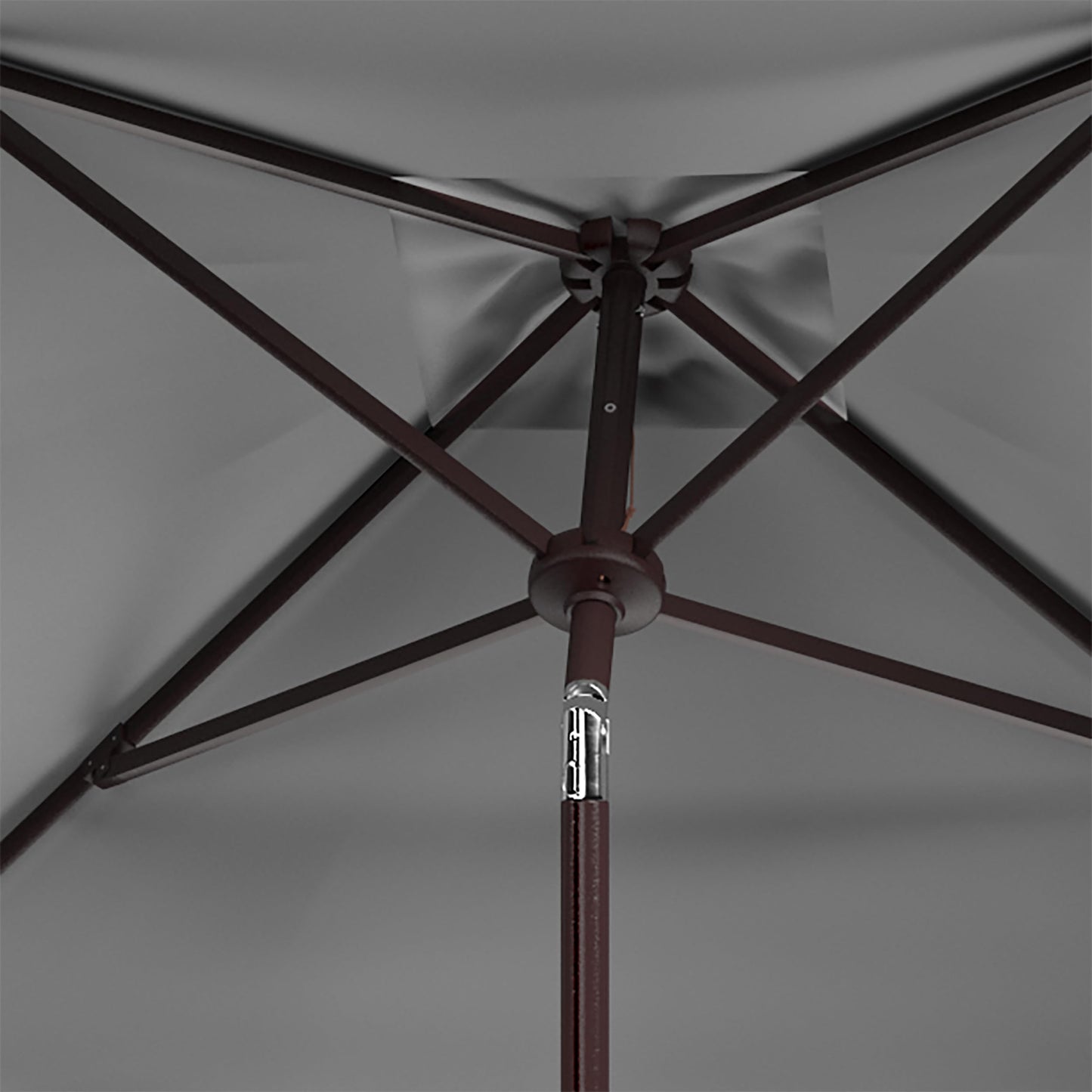 SAFAVIEH 7.5ft Outdoor Patio Umbrella, Square, Valance, Ivory & Black, Auto Crank Tilt, UV Resistant for Deck, Backyard, Poolside (PAT8406E)