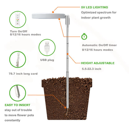 Plant Grow Light,yadoker LED Growing Light Full Spectrum for Indoor Plants,Height Adjustable, Automatic Timer, 5V Low Safe Voltage
