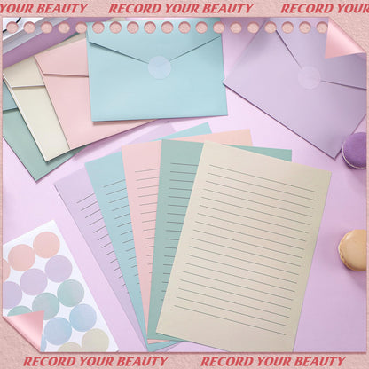 100 Pcs Stationery Lined Stationery Paper and Envelopes Set Includes 50 Letter Writing Paper and 50 Envelope for Office, 5.5 x 8.25 Inch(Pastel)