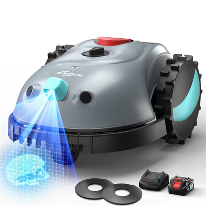 YARDCARE V100 Robot Lawn Mower with HD Vision Navigation, Smart Obstacle Detection, Collision Sensors, Adjustable Cutting Height, Low-Noise Operation—Perfect for Small Lawns up to 1,600 sq ft.
