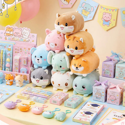 Leitee 9 Pcs Stuffed Animals Plush Bulk 8 Inch Cute Plushies Toys Plush Pillow for Boys Girls Birthday Gifts Box Toys for Classroom Prize Kids Party Favors Valentines Gifts in Bulk (Cute Animal)