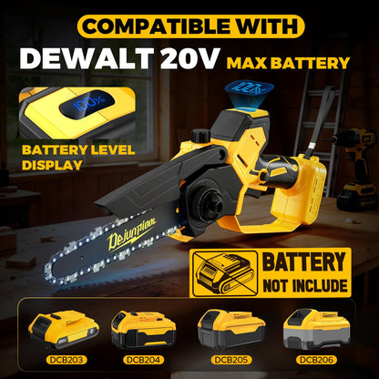 Cordless Mini Chainsaw Compatible with Dewalt 20V MAX Battery, 6 Inch & 8 Inch Small Electric Chainsaw Brushless, 2x 6'' + 2x 8'' Chains, Auto Oiler, Handheld Pruning Tree Saw (Tool Only)