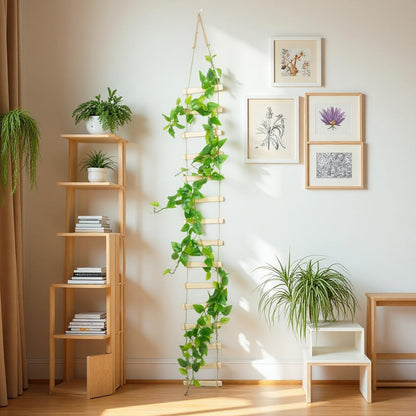 Wooden Ladder Plant Trellis for Climbing Plants – 6ft Extra Tall Indoor & Outdoor Wooden Trellis Garden Plant Support, Easy to Install for Vines, Ivy, Pothos, Monstera, Potted Plants