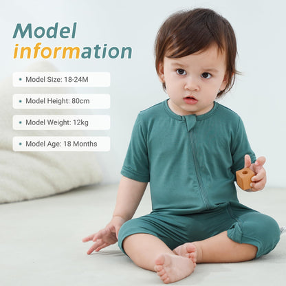MICHLEY Infant Baby Girls Boys Summer Romper Bamboo Viscose Bodysuit Outfits Clothing 18-24 Months, Pink&Green 2 Pack