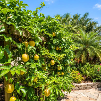 Passion Fruit Plant Live, Passion Fruit Tree Live Plant, 5 to 7 Inches Tall, Sweet Tropical Fruit Vine, Passionfruit Plants for Outdoor Garden (Yellow)