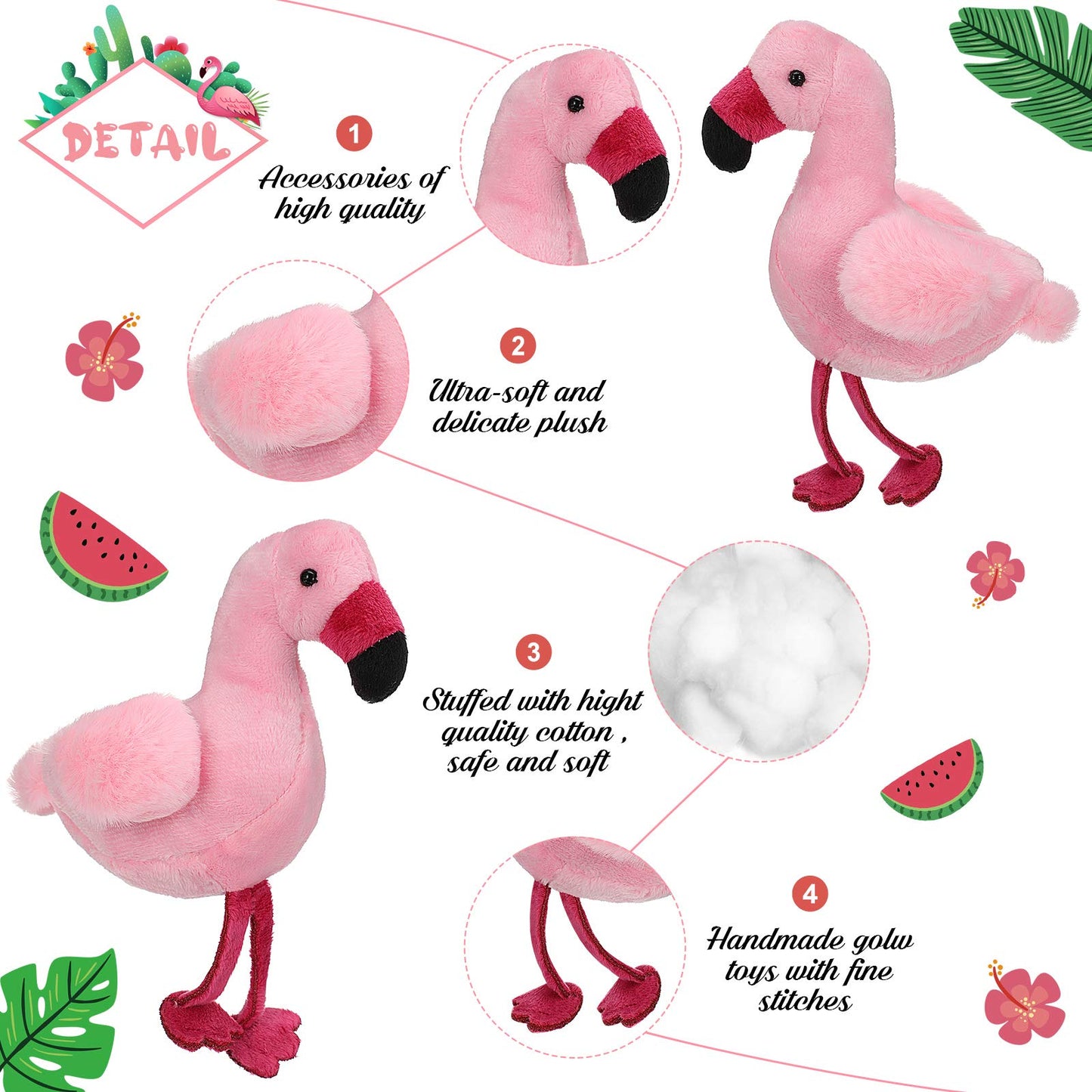 Skylety 6 Pieces Mini Flamingo Stuffed Animal Plush Toys 5 Inch Flamingo Party Favors Graduation Gift Hanging Ornaments Keychain Decorations for Women Birthday(Rose Red)