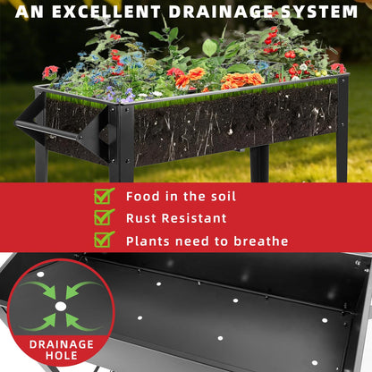 Kendane 32" Elevated Raised Garden Bed Outdoor - Rust-Resistant Metal Spacious Planter Box with Drainage Holes for Patio Balcony Deck Small Space - Grows Vegetables Tomatoes Herbs Flowers