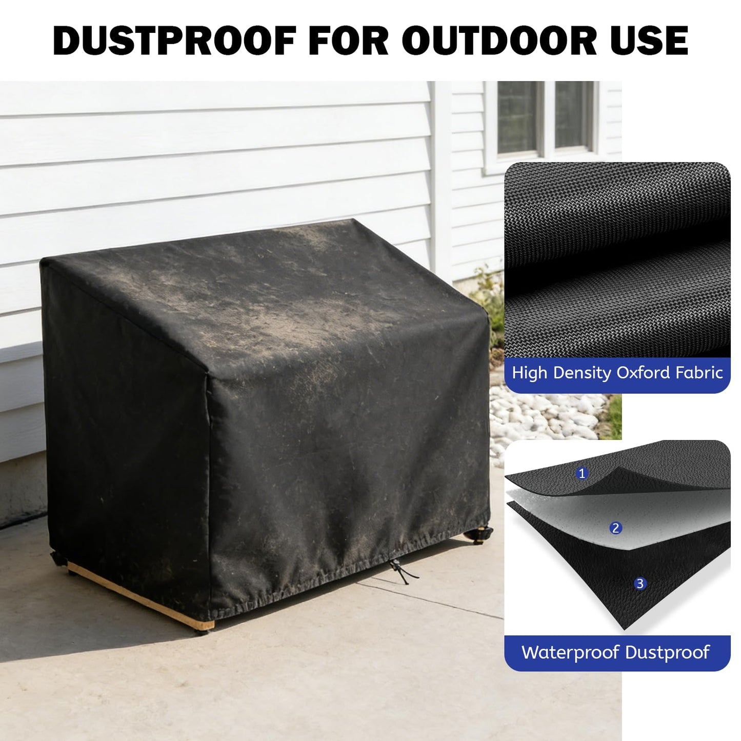 Hdenmist Outdoor Bench Covers, Waterproof Patio Sofa Cover Heavy Duty Outdoor 2-Seater Loveseat Cover for Outside Park Loveseat, Sofa, Glider Bench & Garden Furniture, 48" W x 29" D x 36" H Black
