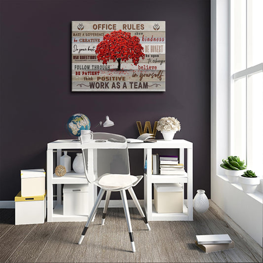 HDXUFJQ Inspirational Wall Art For Office Office Rules Canvas Wall Art Team Rules Motivation Positive Quotes Wall Decor Teamwork Painting Prints for Home Ready to hang(12"x16")