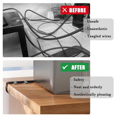 80PCS Hook and Loop Cable Ties, Under Desk Cable Management, Adhesive Cable Straps, Cord Management Hider Idea, Cord Organizer for Desk, Computer Accessories, Home Office Organization, Black+White