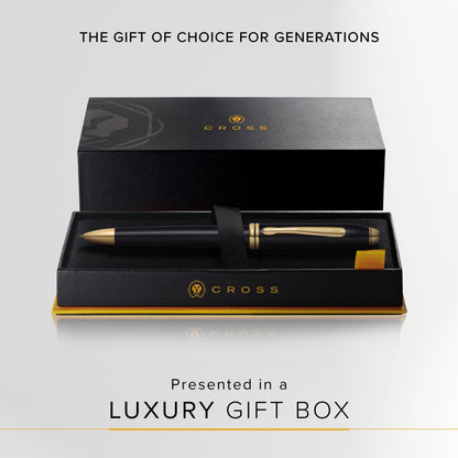 Cross Townsend Black Lacquer Ballpoint Pen with 23KT Gold-Plated Appointments (572TW) by Cross