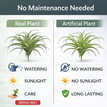 2 Pack Artificial Air Plants, Realistic Looking Faux Tillandsia Succulents Plants for Home Decor, Indoor Outdoor Garden, Terrarium, Office Desk, Wedding Displays (Green)