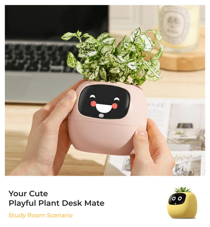PLANTSIO Ivy AI Smart Planter Intelligent Flower Pot for Home Decoration Plants Companion Neat Desk Setup Gift Pet Planter Robot Guidance on Plant Care with Emojis (Pink)