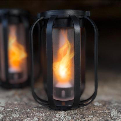 FoxFlame Modern Solar Lanterns Outdoor Waterproof-Patented Flickering LED Flame Effect,IP65 Waterproof,Matte Black Finish,Hanging Solar Lights for Outside for Patio,Garden,Porch,Outdoor Decor(1Pack)
