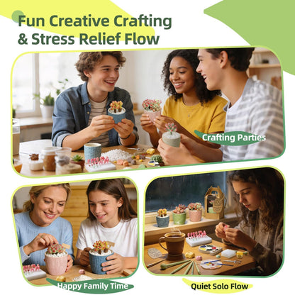 Microland Craft Kits for Teens Crafty Clay Kit for Succulents Flower Making Fun Adult Activities of Arts and Crafts Art Therapy Crafting Set Creative Gift for Artist Girl Mothers Day Gift for Mom Wife
