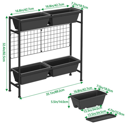ETELI Vertical Garden Planter Raised Garden Beds with Legs Elevated Garden Planter Boxes with Trellis Patio Balcony Herb Garden Planter Beds Outdoor for Flowers Vegetables, Gray