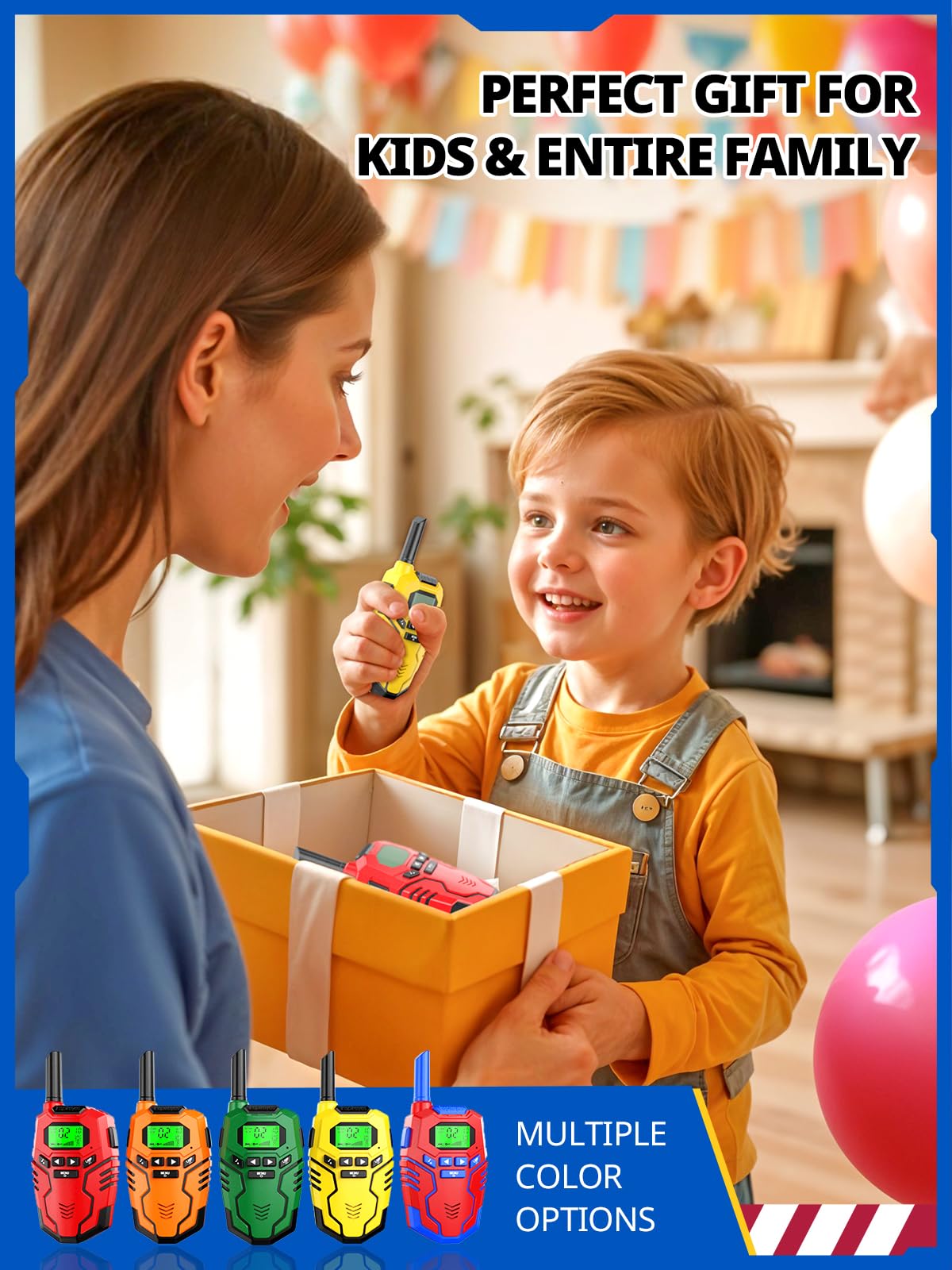 Inspireyes Walkie Talkies for Kids Rechargeable,Long Range 2 Way Radio, Outdoor Camping Games Party Toys for 3 4 5 8-12 Year Old Boys Birthday Xmas Gift for Kids, 3 Pack