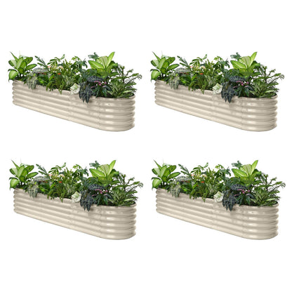 Annoell 4-Pack Galvanized Raised Garden Bed 8x2x1.5 ft, 17" Tall Planter Boxes Outdoor, Zn-Al-Mg Metal Raised Beds for Gardening Herb Fruit Vegetable, Modular Flower Bed for Outdoor Plants-Sand Beige