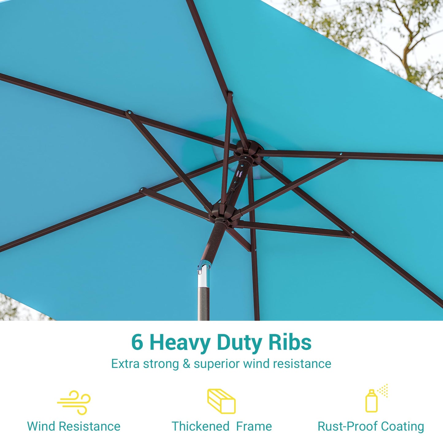 Bonosuki 7.5ft Outdoor Umbrella Patio Umbrella 2-Year-Non-Fading Steel umbrella outdoor patio with Push Button Tilt and Crank, Turquoise