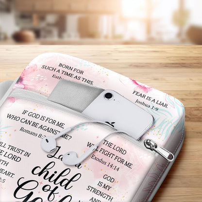 MYSMOR I Am A Child Of God Bible Cover for Women, Floral Scripture Bible Case with Handle and Zipper Pocket, Christian Bible Bag for Girls, Fits Standard Size, Church Gift for Faith and Prayer