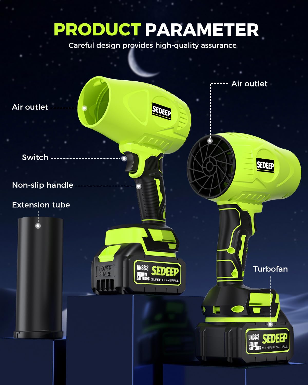Sedeep Leaf Blower Cordless with Battery and Charger, 980,000 RPM, Extended Nozzle, Lightweight Handheld Design,Blower for Patio Cleaning,car Blowing Water, Blowing Leaves and Dust