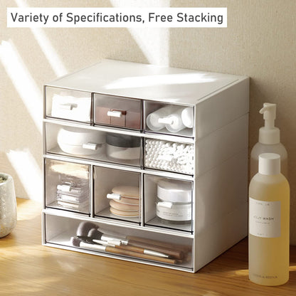 Desk Organizer-3 Tier Stackable Storage Drawers with 6 Compartments White Compact Desk Storage Drawers Great for Makeup Storage Bathroom Organization Accessories Etc (White)