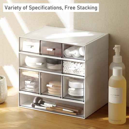 Desk Organizer-3 Tier Stackable Storage Drawers with 6 Compartments White Compact Desk Storage Drawers Great for Makeup Storage Bathroom Organization Accessories Etc (White)