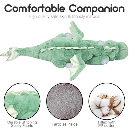 ARELUX Large 36in Cute Dragon Stuffed Animals Plush Toy,Soft Green Pterosaur Plushie Giant Fuzzy Dinosaur Pillow Plushies with Wings Cuddly for Friends Family Member