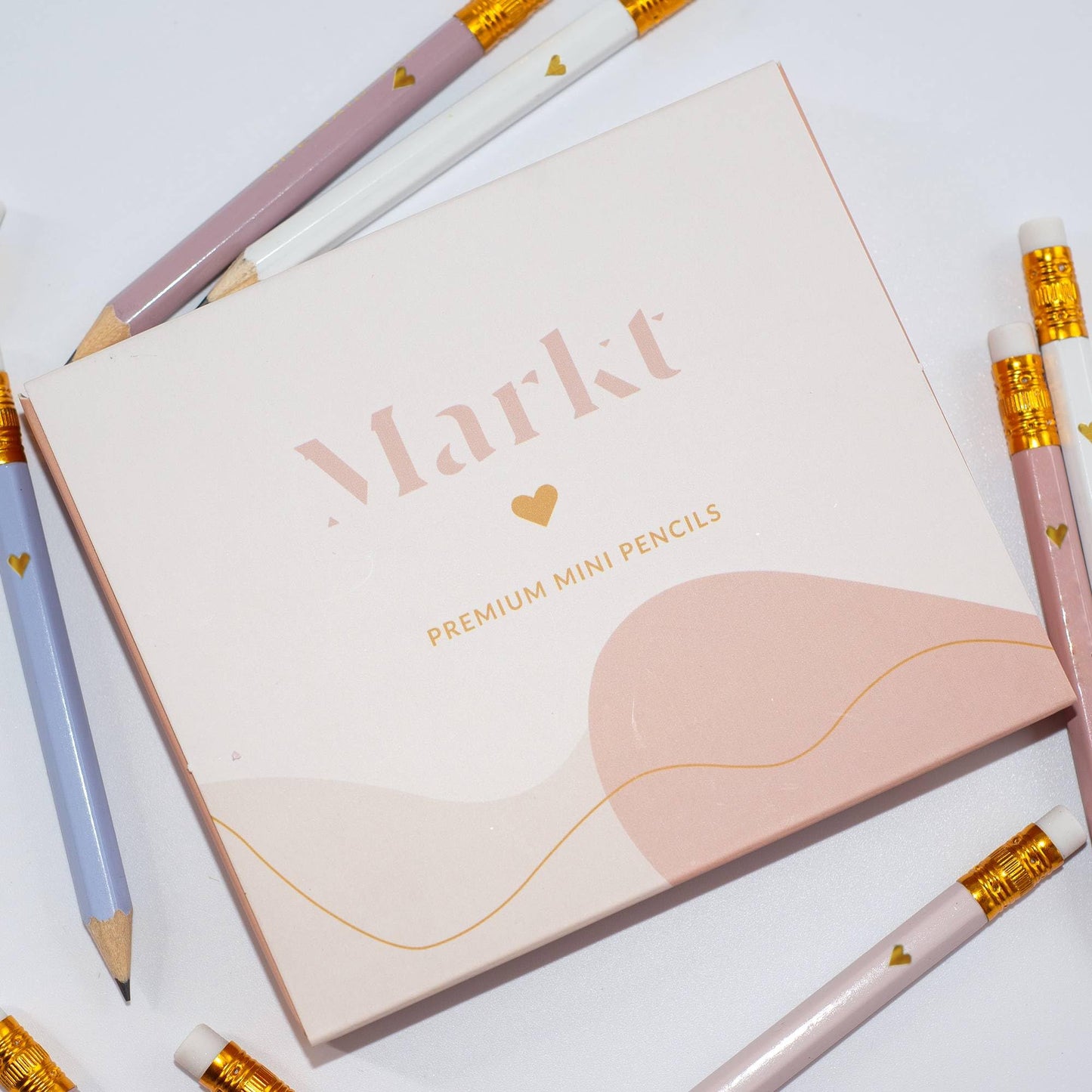 Markt Heart Pencils for Baby Shower Games and Bridal Shower Games, Mini Pencils, Small Pink Pencil Set For Game Prizes, Bridal Pens (Blush)