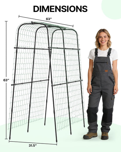 Suteck Cucumber Trellis for Raised Bed – 63" Tall Arch U-Shaped Metal Garden Trellis for Climbing Vegetables, Easy Assembly Plant Support for Home Gardeners