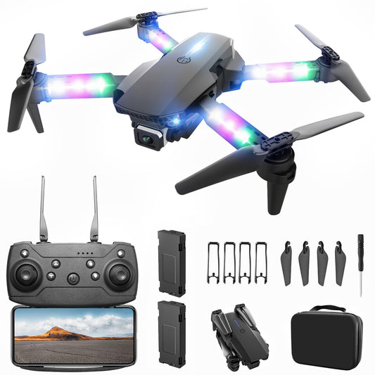 BEZGAR Drone with Camera for KIds - 1080P HD FPV RC Quadcopter with 90° Adjustable Lens, Coloeful LED Lights, Gestures Selfie, One Key Start, 360° Flips, Toys Gifts Mini Drones for Boys Girls, Black
