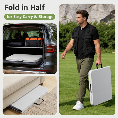 MAKE CHANGES Folding Table 2 Pack, 6 FT Foldable Plastic Table with Carrying Handle, Heavy Duty Portable Fold-in-Half Utility Table for Party, Camping, Banquet, Craft, Wedding, Indoor & Outdoor Use
