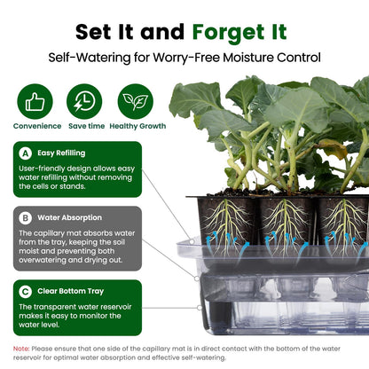 SOLIGT 72 Cell Self Watering Seed Starter Trays with Grow Light, 3 Seed Starter Kit with Humidity Domes, Full Spectrum Seedling Light with 8/12/18H Timer for Seed Starting, Seedling Growing