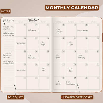Skyline Hourly Weekly Planner – Undated Agenda & Daily Appointment Book – Time Blocking Notebook for Business Entrepreneurs, A5 (Sandstone)