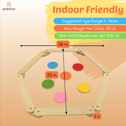 Avenlur Majesty Balance Beam for Kids - Toddler Stepping Stones and Connectors - Waldorf and Montessori Balance Board for Kids Ages 2 to 8 Years Old - Gymnastic Baby Obstacle Course