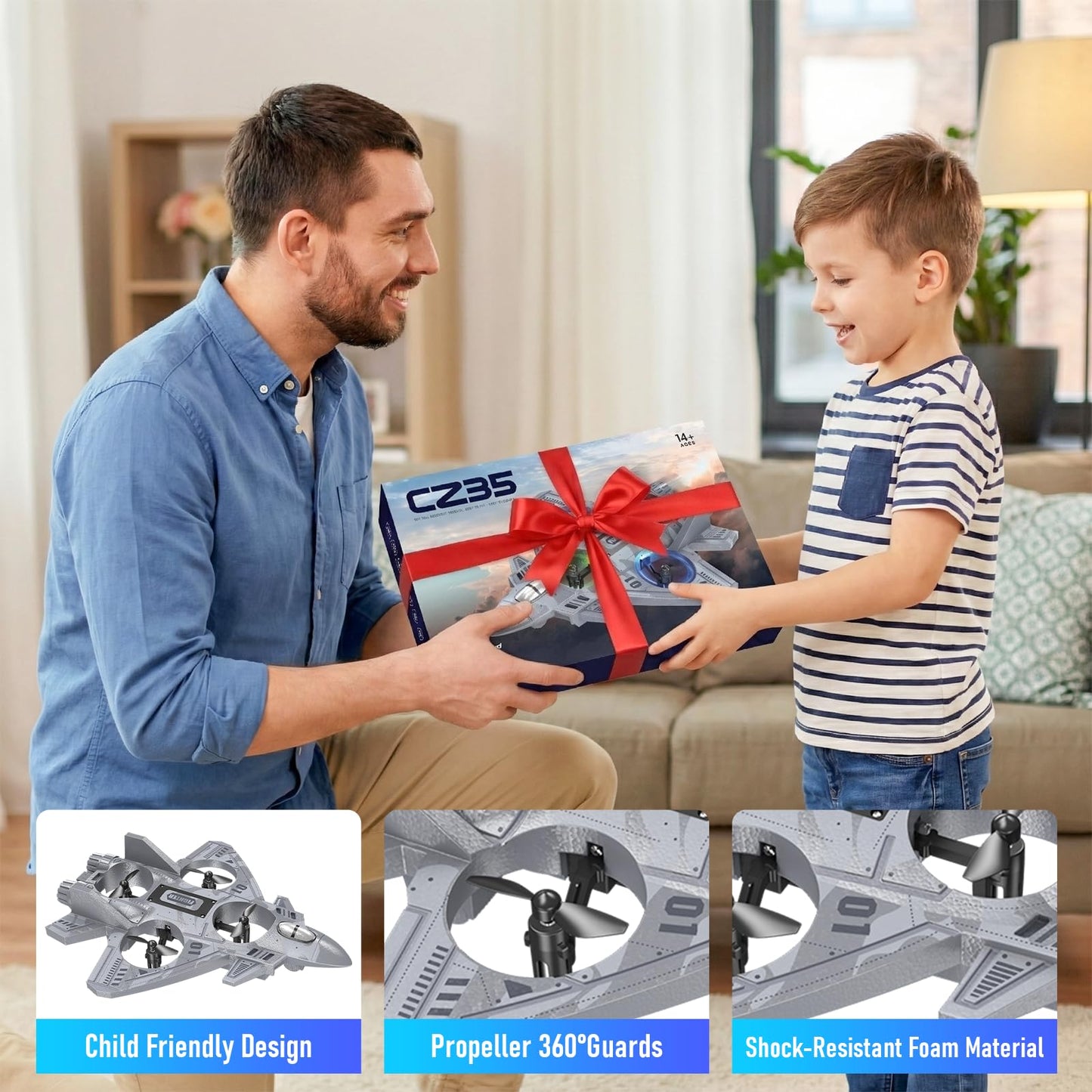 RC Plane Remote Control Airplane Drone for Kids Ages 8+, RC Planes Foam Airplanes for Adults Kids, Fighter Jet Toy with Lights 360°Flip and 3 Speed Modes, Airplane Toys Gifts for Teenage Boys