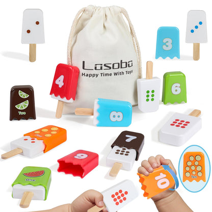 Lasoba 1-10 Number Matching Ice Cream Toy - 20 Pcs, Fun Number Toys for Kids, Toddler Number Learning Toys, Preschool Learning Activities, Montessori Toys Gift for 3+ Year Old Kids