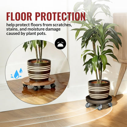 HOLKIE 12" Plant Stand with Wheels - Total Capacity 320 lbs - Rolling Plant Caddy with Brake - Plant Saucer for Indoor&Outdoor - Flower Cart, Rust-Resistant Finish, Easy to Move
