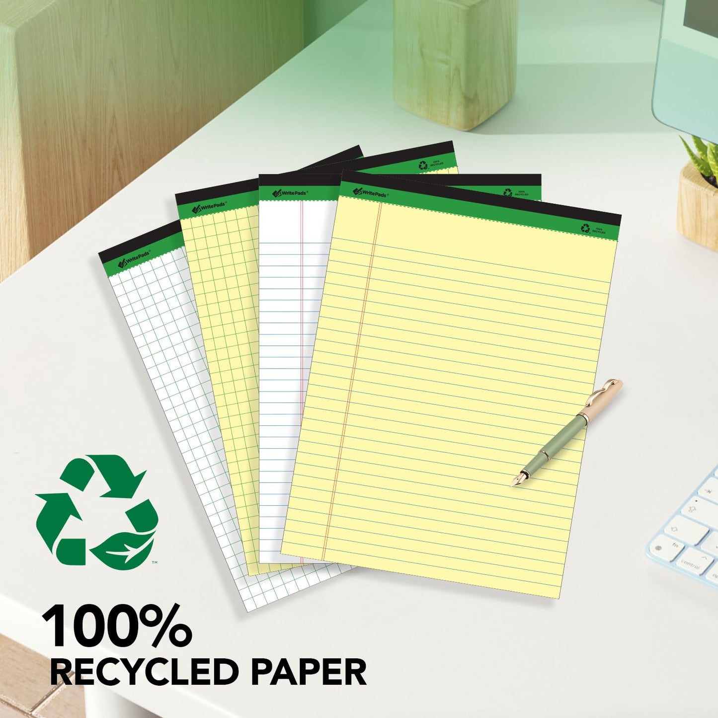 KAISA Legal Note pads 8.5 x 11，12pads 600 Sheets note pads office supplies Recycled Paper 8.5 x 11 Wide Ruled 50 sheets Premium Thick Paper Hard Back Notepads 8-1/2"x 11-3/4" Writing Tablet Canary For Office Supplies (Pack of 12)